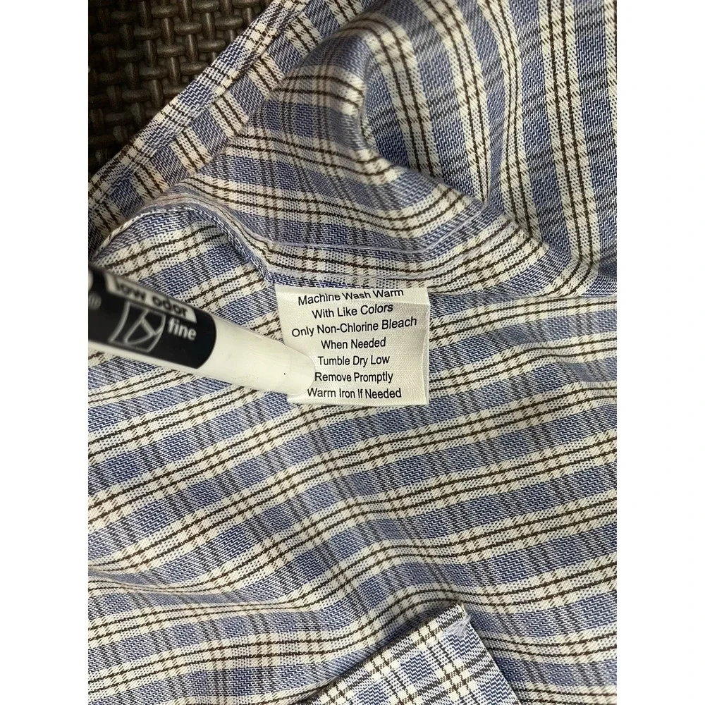 Jos A Bank Reserve Mens Dress Shirt Egyptian Cotton Blue Plaid Size 17/35‎ - Picture 6 of 8